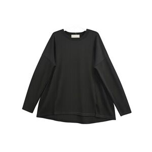 Sinuous Sweater Womens Medium Black‎ Solid Oversized Drop Shoulder Crewneck